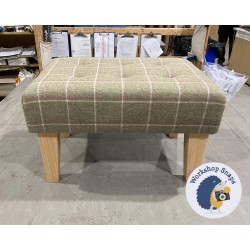 Cannock Shallow Buttoned Footstool 61 x 41cm (24 x 16") Wool Check Yellow - 9ins Tapered Natural Leg 5654 Cannock Shallow Buttoned Footstool 61 x 41cm (24 x 16") Wool Check Yellow - 9ins Tapered Natural Leg 5654