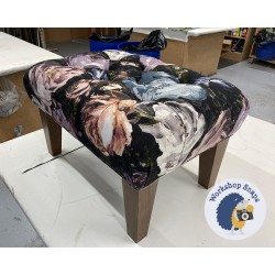 Kinver Deep Buttoned Footstool 61 x 41cm (24 x 16") COM Clarke & Clarke Floretta Blush Charcoal - Single Piped Trim - 22.9cm Tapered Leg Oak 9463 Kinver Deep Buttoned Footstool 61 x 41cm (24 x 16") COM Clarke & Clarke Floretta Blush Charcoal - Single Piped Trim - 22.9cm Tapered Leg Oak 9463