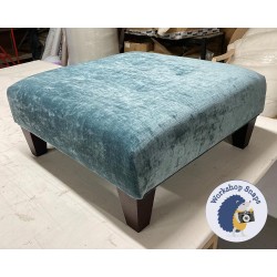 Cannock Shallow Buttoned Footstool 61 x 61cm (24 x 24") Crushed Velvet Slate - Piped Trim - 5ins Tapered Mahogany Leg 7819 Cannock Shallow Buttoned Footstool 61 x 61cm (24 x 24") Crushed Velvet Slate - Piped Trim - 5ins Tapered Mahogany Leg 7819