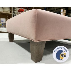 Arden Plain Top Footstool 81 x 61cm (32 x 24") Flat Velvet Blush - Self Piped - 5ins Tapered Oak Leg 6572