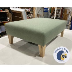 Arden Plain Top Footstool 81 x 61cm (32 x 24") House Cotton Forest - 6ins Concave Tapered Oiled Oak Leg 6556