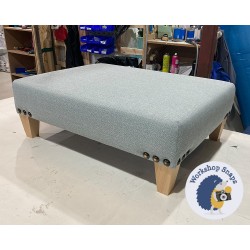 Arden Plain Top Footstool 81 x 61cm (32 x 24") Textured Weave Duck Egg - Corner Studs - 5ins Tapered Natural Leg 6879