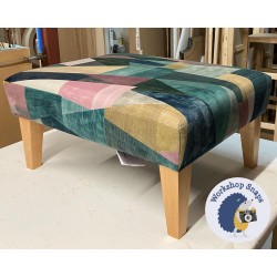 Arden Plain Top Footstool 81 x 61cm (32 x 24") COM Harlequin Momentum 11 Pythagorum Ink Rose Quartz - 9ins Tapered Leg 7090