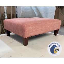 Cannock Shallow Buttoned Footstool 81 x 61cm (32 x 24") COM Colefax & Fowler Almora Red - Self Piped Trim - 5ins Tapered Mahogany Leg 7175 2