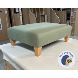 Cannock Shallow Buttoned Footstool 81 x 61cm (32 x 24") House Cotton Forest - 5ins Tapered Natural Leg 7168