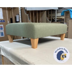 Cannock Shallow Buttoned Footstool 81 x 61cm (32 x 24") House Cotton Forest - 5ins Tapered Natural Leg 7168