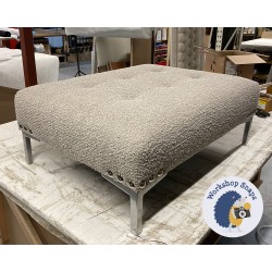 Cannock Shallow Buttoned Footstool 81 x 61cm (32 x 24") Large Boucle Mink - Corner Chrome Studs - 15.2cm Metal Leg 9266