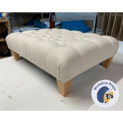 Kinver Deep Buttoned Footstool 81 x 61cm (32 x 24") Eco Weave Natural - 5ins Tapered Natural Leg 9093