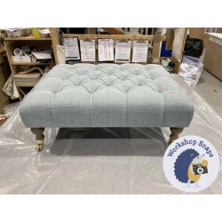 Kinver Deep Buttoned Footstool 81 x 61cm (32 x 24") Textured Weave Duck Egg - 6ins Castor Oak Leg 5988