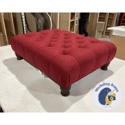 Kinver Deep Buttoned Footstool 81 x 61cm (32 x 24") Wool Plain Pomegranate - Self Piped - 4ins Turned Mahogany Leg 6632