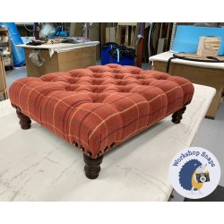 Kinver Deep Buttoned Footstool 81 x 61cm (32 x 24") Prestigious Textiles Balmoral Rustic - Corner Stud Trim 7645