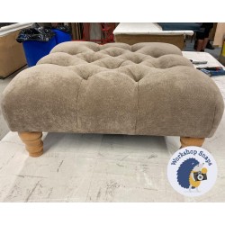 Kinver Deep Buttoned Footstool 61 x 61cm (24 x 24") House Velvet Mink - 5ins Turned Natural Leg 7435