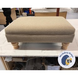 Wentwood Plain Top Footstool with Border 61 x 41cm (24 x 16") Basket Weave Off White - 5ins Turned Leg Natural 4988