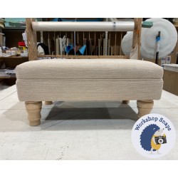 Wentwood Plain Top Footstool with Border 61 x 41cm (24 x 16") Faux Wool Straw - 4ins Turned Natural Leg 7683