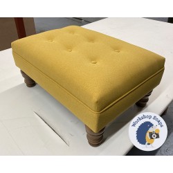 Fernworthy Shallow Buttoned Footstool with Border 61 x 41cm (24 x 16") Faux Wool Mustard - 12.7cm Turned Leg Oak 9394 Fernworthy Shallow Buttoned Footstool with Border 61 x 41cm (24 x 16") Faux Wool Mustard - 12.7cm Turned Leg Oak 9394