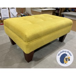 Fernworthy Shallow Buttoned Footstool with Border 61 x 41cm (24 x 16") Soft Weave Mustard - Self Piped - 5ins Tapered Mahogany Leg 5692 Fernworthy Shallow Buttoned Footstool with Border 61 x 41cm (24 x 16") Soft Weave Mustard - Self Piped - 5ins Tapered Mahogany Leg 5692