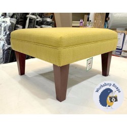 Wentwood Plain Top Footstool with Border 61 x 61cm (24 x 24") House Chenille Mustard - 9ins Tapered Mahogany Leg 4932