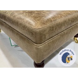 Wentwood Plain Top Footstool with Border 81 x 61cm (32 x 24") Antique Matt Leather Walnut - 7ins Castor Mahogany Leg 4937