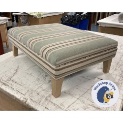 Wentwood Plain Top Footstool with Border 81 x 61cm (32 x 24") COM Lewis & Wood Selsley Stripe Mineral - 6ins Concave Oiled Oak Leg - 8542