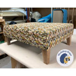 Wentwood Plain Top Footstool with Border 81 x 61cm (32 x 24") COM Osborne & Little Gloriana Felicia - 6ins Concave Washed Oak Leg 8916