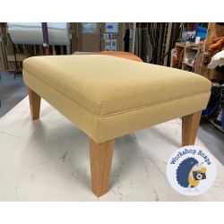 Wentwood Plain Top Footstool with Border 81 x 61cm (32 x 24") House Cotton Mustard - 9ins Tapered Natural Leg 8034