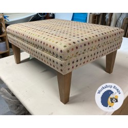 Wentwood Plain Top Footstool with Border 81 x 61cm (32 x 24") Wool Spot Natural - 9ins Tapered Oak Leg 8494