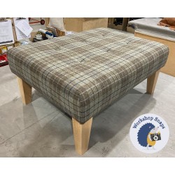 Fernworthy Shallow Buttoned Footstool with Border 81 x 61cm (32 x 24") Customers Own Material - 9ins Tapered Natural Leg 5690