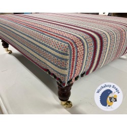 Arden Plain Top Footstool 91 x 91cm (36 x 36") COM Susan Deliss Yashim Too - Corner Studs - 7ins Mahogany Castor Leg 6963