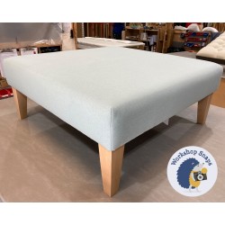 Arden Plain Top Footstool 91 x 91cm (36 x 36") Faux Wool Duck Egg - 9" Tapered Natural Leg 5385