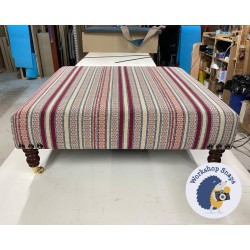 Arden Plain Top Footstool 91 x 91cm (36 x 36") COM Susan Deliss Yashim Too - Corner Studs - 7ins Mahogany Castor Leg 6963