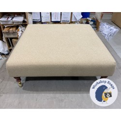 Arden Plain Top Footstool 91 x 91cm (36 x 36") Faux Wool Straw - 6ins Castor Mahogany Leg 5721