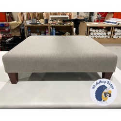 Arden Plain Top Footstool 91 x 91cm (36 x 36") House Cotton French Grey - 5ins Tapered Mahogany Leg 6104