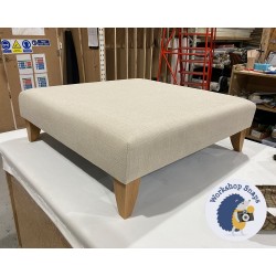 Arden Plain Top Footstool 91 x 91cm (36 x 36") Soft Weave Stone - 6ins Convex Tapered Oiled Oak Leg 6223