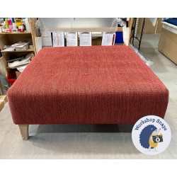 Cannock Shallow Buttoned Footstool 91 x 91cm (36 x 36") BESPOKE Increased Pad Height - Basket Weave Brick - 6 Concave Washed Oak Leg 5533
