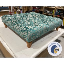 Kinver Deep Buttoned Footstool 91 x 91cm (36 x 36") COM Jane Clayton Kai Reef Teal - 5ins Turned Natural Leg 6406 Kinver Deep Buttoned Footstool 91 x 91cm (36 x 36") COM Jane Clayton Kai Reef Teal - 5ins Turned Natural Leg 6406