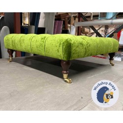 Kinver Deep Buttoned Footstool 91 x 91cm (36 x 36") Crushed Velvet Pistachio - 6ins Castor Mahogany Leg 6018 Kinver Deep Buttoned Footstool 91 x 91cm (36 x 36") Crushed Velvet Pistachio - 6ins Castor Mahogany Leg 6018