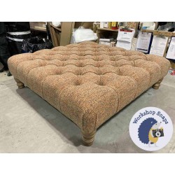 Kinver Deep Buttoned Footstool 91 x 91cm (36 x 36") Easy Care Boucle Fall - 5ins Turned Oak Leg 5912 Kinver Deep Buttoned Footstool 91 x 91cm (36 x 36") Easy Care Boucle Fall - 5ins Turned Oak Leg 5912
