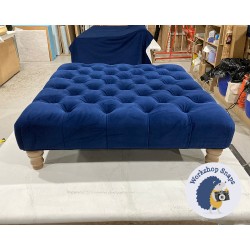 Kinver Deep Buttoned Footstool 91 x 91cm (36 x 36") Flat Velvet Dark Blue - Single Piped Trim - 5ins Turned Oak Leg 6570 Kinver Deep Buttoned Footstool 91 x 91cm (36 x 36") Flat Velvet Dark Blue - Single Piped Trim - 5ins Turned Oak Leg 6570
