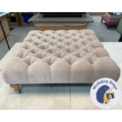 Kinver Deep Buttoned Footstool 91 x 91cm (36 x 36") House Velvet Stone - 7.5in Castor Leg Oiled Oak 5275 Kinver Deep Buttoned Footstool 91 x 91cm (36 x 36") House Velvet Stone - 7.5in Castor Leg Oiled Oak 5275