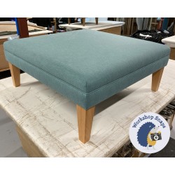 Wentwood Plain Top Footstool with Border 91 x 91cm (36 x 36") House Cotton Peacock - 9ins Tapered Naturall Leg 8498