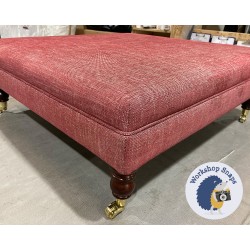 Wentwood Plain Top Footstool with Border 91 x 91cm (36 x 36") JBrown Blake Wine - 7.5" Castor Mahogany Leg 5623 2