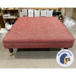 Wentwood Plain Top Footstool with Border 91 x 91cm (36 x 36") JBrown Blake Wine - 7.5" Castor Mahogany Leg 5623 2