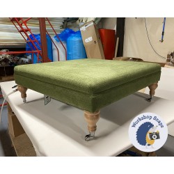 Wentwood Plain Top Footstool with Border 91 x 91cm (36 x 36") Soft Weave Forest Green - 7.5ins Castor Oiled Oak Leg 8171