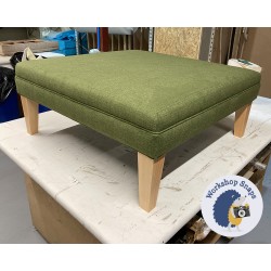 Wentwood Plain Top Footstool with Border 91 x 91cm (36 x 36") Soft Weave Forest Green - Single Piped Trim - 9ins Tapered Natural Leg 8765
