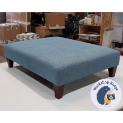 Arden Plain Top Footstool 102 x 76cm (40 x 30") Basket Weave Aqua - 5ins Tapered Leg Mahogany 4620