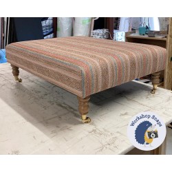 Arden Plain Top Footstool 102 x 76cm (40 x 30") COM Colefax & Fowler Silas Pink/Sienna - 7ins Castor Oak Leg 7363
