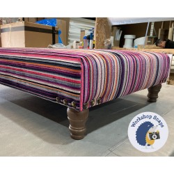 Arden Plain Top Footstool 102 x 76cm (40 x 30") COM Romo Parada Crocus - Vintage Corner Studs - 5ins Turned Oak Leg 5536