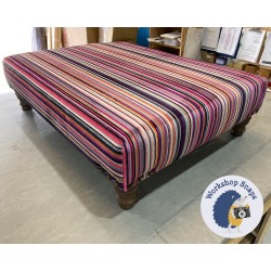 Arden Plain Top Footstool 102 x 76cm (40 x 30") COM Romo Parada Crocus - Vintage Corner Studs - 5ins Turned Oak Leg 5536