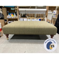 Arden Plain Top Footstool 102 x 76cm (40 x 30") Customers Own Material - Self Piped Trim - 6ins Castor Mahogany Leg 5615