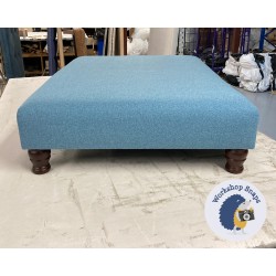 Arden Plain Top Footstool 102 x 76cm (40 x 30") Faux Wool Wedgwood - 4ins Turned Mahogany Leg 8073